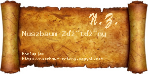 Nuszbaum Zétény névjegykártya